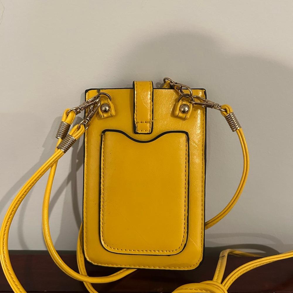 Mellow World Bright Yellow Mini Wallet Crossbody Multi Pocket - Picture 2 of 4